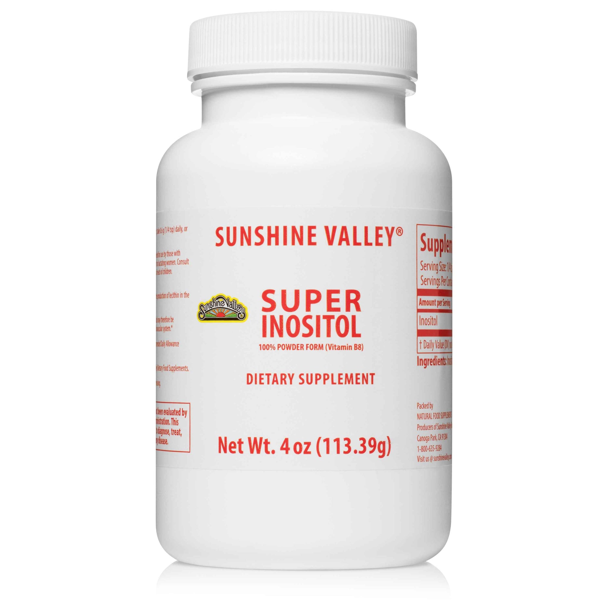 Sunshine Valley® Super Inositol Dietary Supplement Powder Four Ounces