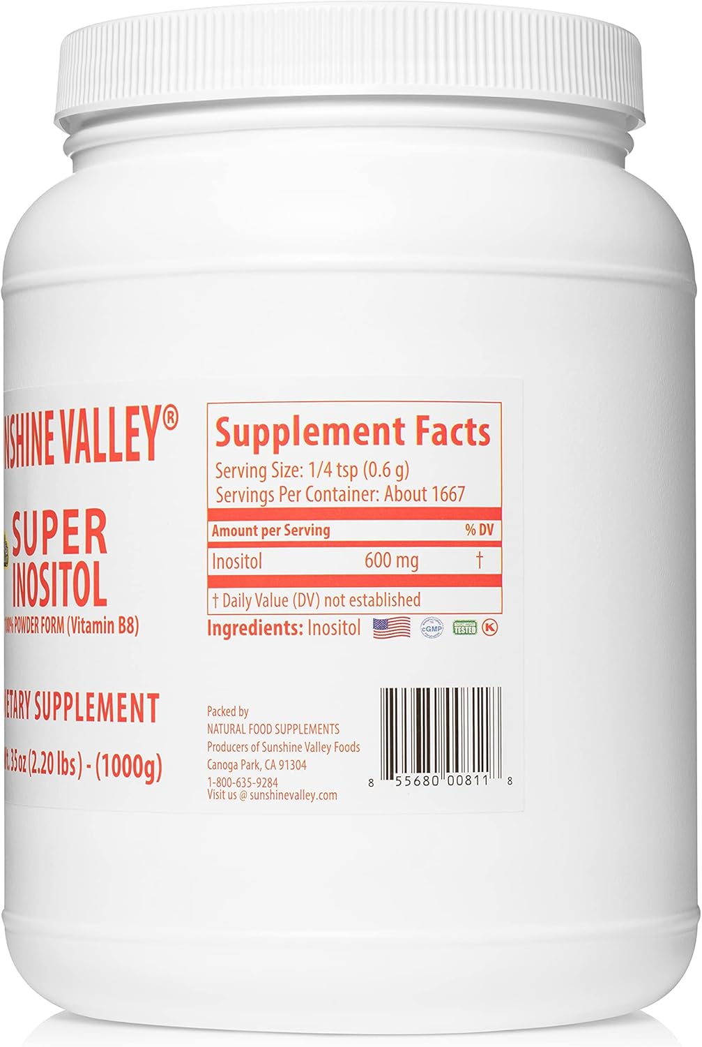 Sunshine Valley® Super Inositol Dietary Supplement Powder Kilo 35 oz Vitamin B8